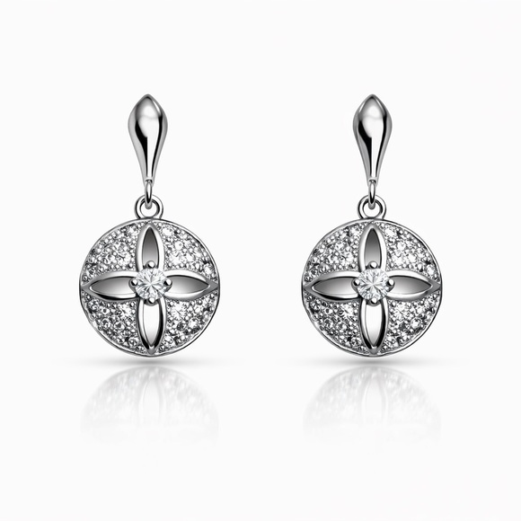 Anthropologie Jewelry - ⚜️ Elegant Silver Drop Earrings